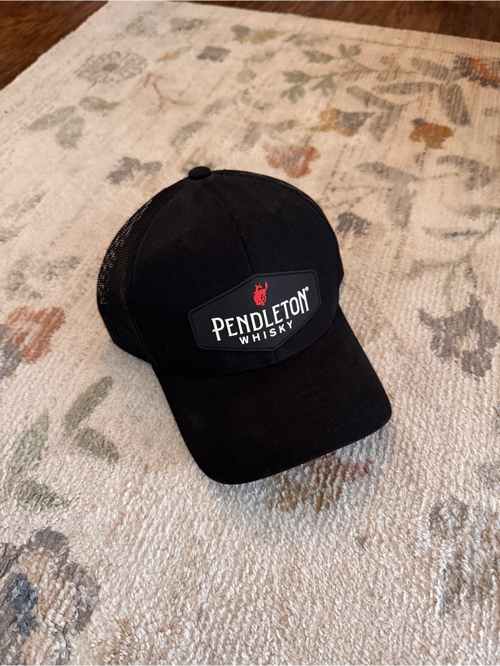 Pendleton Black Trucker Hat with Red Logo